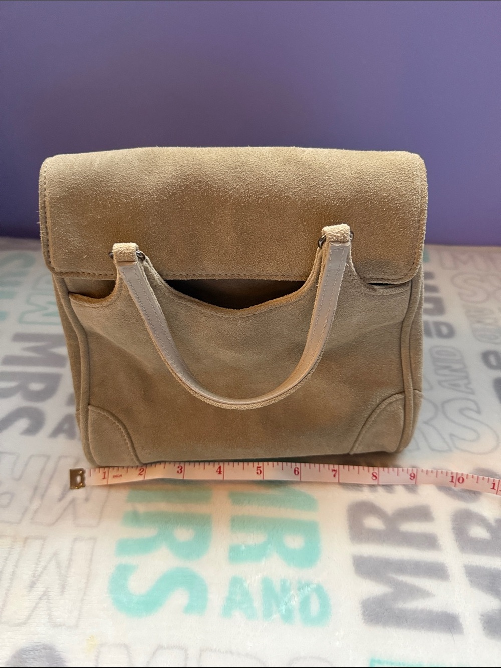 Vintage Banana Republic Suede Top-Handle Women's Bag in Taupe